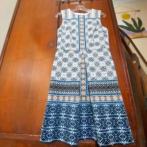Maggy London Womens Blue Cream Chocolate Sleeveless Midi Zip Up Dress Size 8